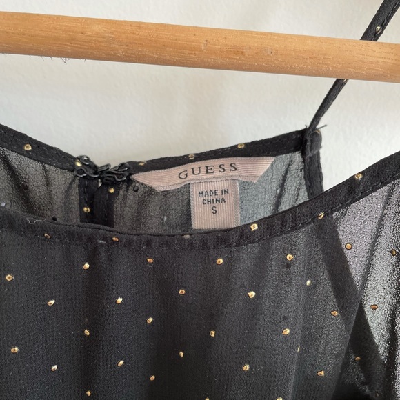 Black and Gold Polka Dot Guess Tank Top - Picture 3 of 4
